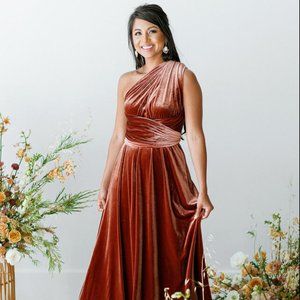 Revelry Terracotta Micah Convertible Velvet Dress
